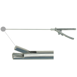 Laparoscopic needle holder self-righting tip (V handle)