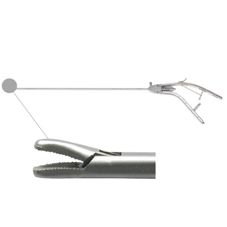 Laparoscopic needle holder curved tip (Gun style handle)